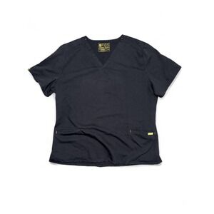 Figs Technical Collection Scrub Top Womens 2XL Black V Neck Pocket Threads For